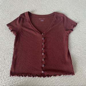 american eagle button up top
